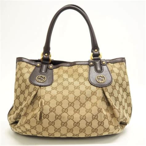 GUCCI 269953 Shoulder Bag Tote Bag Beige Brown Brown GG 